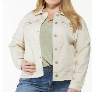 Denim Jean Jacket Distressed Natural  Plus Size